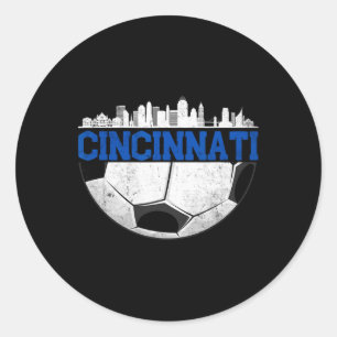 Pegatina Redonda Cincinnati Fútbol Angustiado Cincy nati 