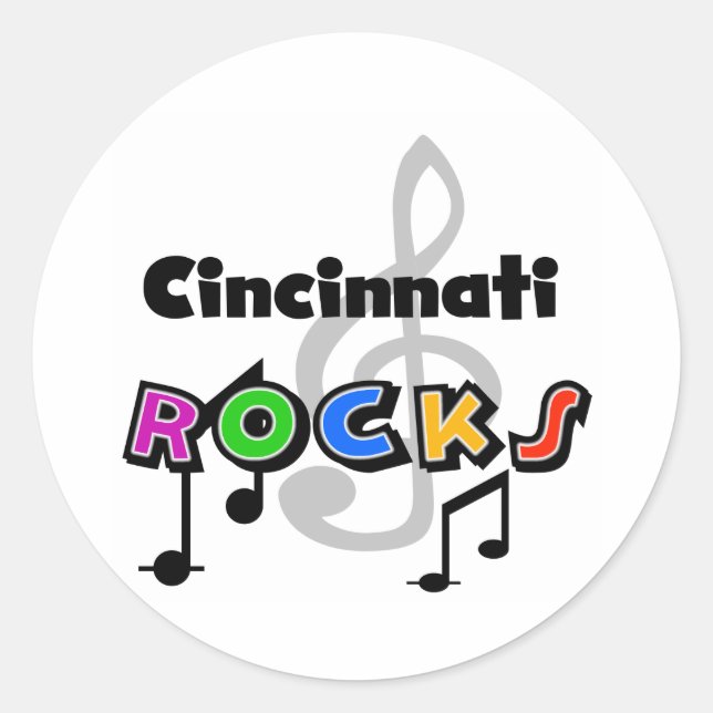 Pegatina Redonda Cincinnati Rocks (Anverso)