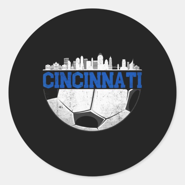 Pegatina Redonda Cincinnati Soccer Distressed Cincy nati  (Anverso)