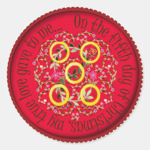 Pegatina Redonda Cinco anillos de oro