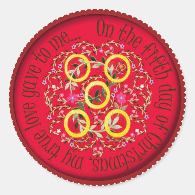 Pegatina Redonda Cinco anillos de oro (Anverso)