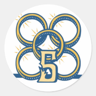 Pegatina Redonda ¡Cinco anillos de oro!