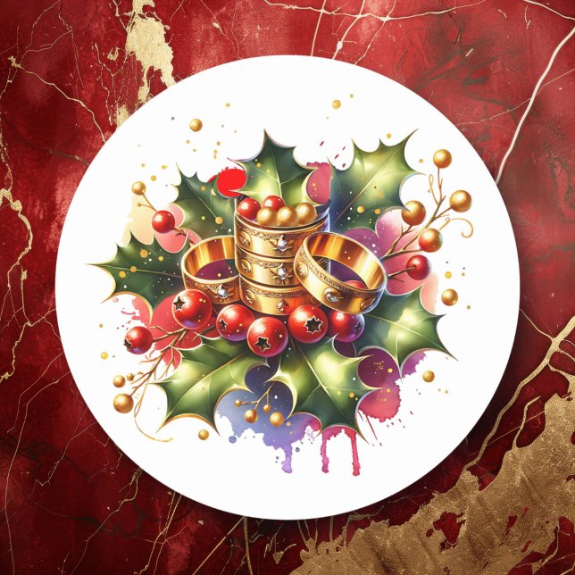 Pegatina Redonda Cinco anillos dorados | Doce días de Navidades (Subido por el creador)