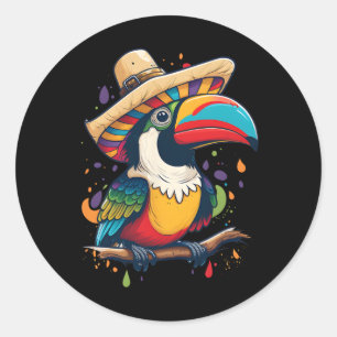 Pegatina Redonda Cinco De Mayo Boys Mexicanos Sombrero Tucano
