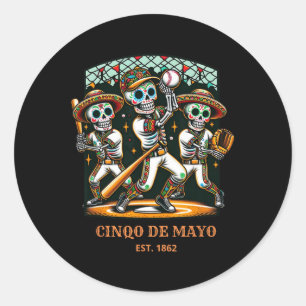 Pegatina Redonda Cinco De Mayo Bysebyll Skeletons