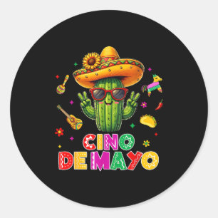 Pegatina Redonda Cinco de mayo cactus mexicano divertido vamos fies