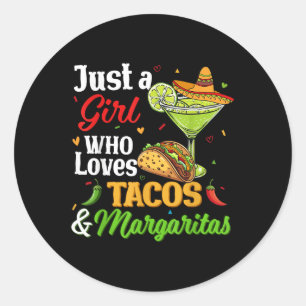 Pegatina Redonda Cinco De Mayo Camisetas Chica Ama Tacos Y Mamáes