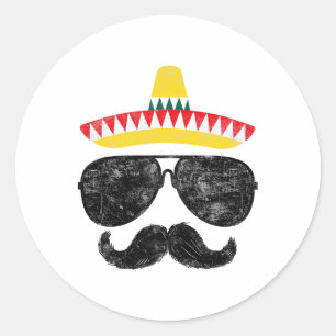 Pegatina Redonda Cinco de Mayo Camisetas Fiestas graciosos Cinco de