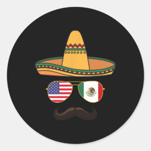 Pegatina Redonda Cinco De Mayo Celebración Mexicana Americana 2025