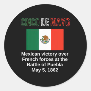 Pegatina Redonda Cinco De Mayo De Puebla Cinco Mexicanos