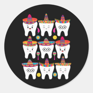 Pegatina Redonda Cinco De Mayo Dental Fiesta Mexicana Dentista Higi