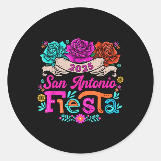 Pegatina Redonda Cinco De Mayo Fiesta Fiesta San Antonio (Anverso)
