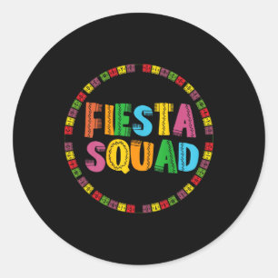Pegatina Redonda Cinco De Mayo Fiesta Squad divertidos vamos a Fies