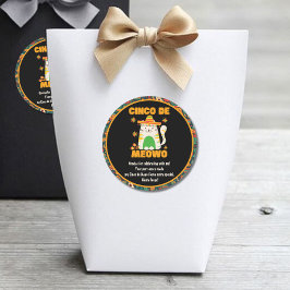 Pegatina Redonda Cinco De Mayo - Gato lindo Gracias