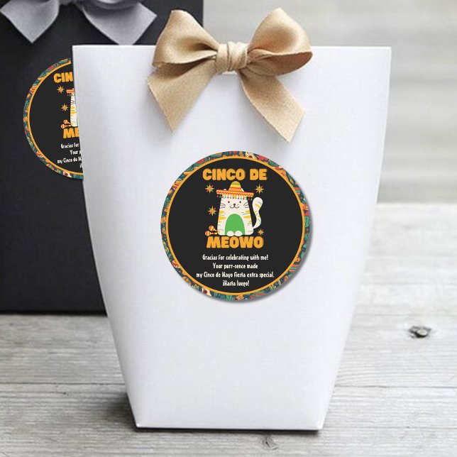 Pegatina Redonda Cinco De Mayo - Gato lindo Gracias (Subido por el creador)