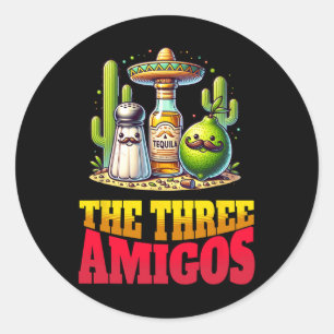 Pegatina Redonda Cinco De Mayo Los Tres Amigos Divertido Sal Lima T