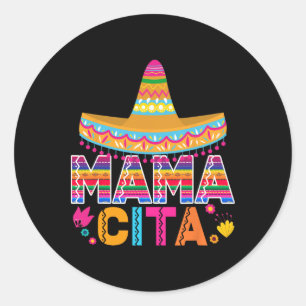 Pegatina Redonda Cinco De Mayo Mamacita Flor Mama Cita Mexicana Gi