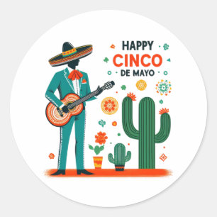 Pegatina Redonda Cinco de mayo mariachi - Orgullo mexicano