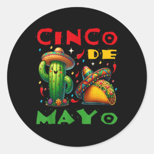 Pegatina Redonda Cinco De Mayo Mexicano Fiesta Squad 5 De Mayo Para