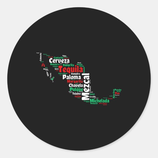 Pegatina Redonda Cinco De Mayo Mexicanos Beben Mapa De México Para  (Anverso)