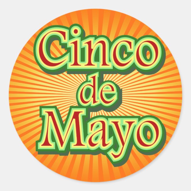 Pegatina Redonda Cinco de Mayo México 5 de mayo Diseño (Anverso)