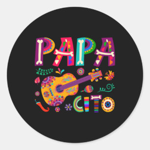 Pegatina Redonda Cinco De Mayo Papacito Flor Papa Cito Mexicano 1