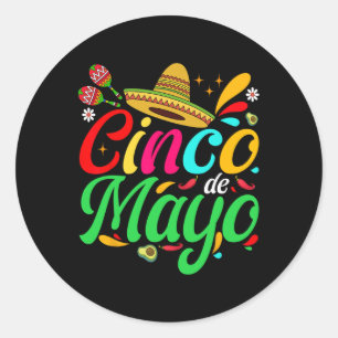 Pegatina Redonda Cinco De Mayo para hombres mujeres niños Fiesta Me