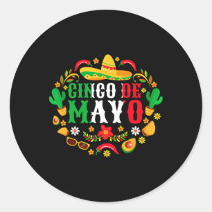 Pegatina Redonda Cinco De Mayo Para La Fiesta 5 De Mayo Mexicano