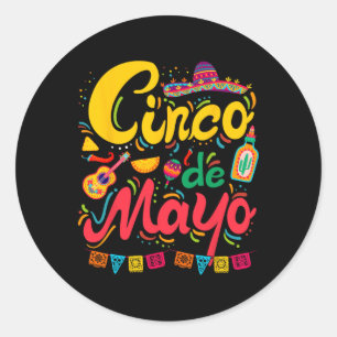 Pegatina Redonda Cinco De Mayo Taco Mexicano Divertido 5 De Mayo Va
