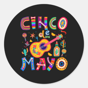 Pegatina Redonda Cinco De Mayo Tacos Mexicanos Divertido 5 De Mayo