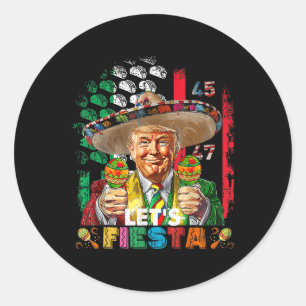 Pegatina Redonda Cinco De Mayo Trump Taco Funny Tavermp