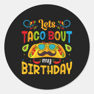 Pegatina Redonda Cinco De Mayo Vamos a Tacos Acerca de Cumpleaños M