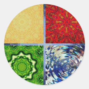 Pegatina Redonda Cinco elementos