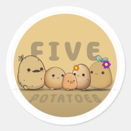 Pegatina Redonda Cinco papas