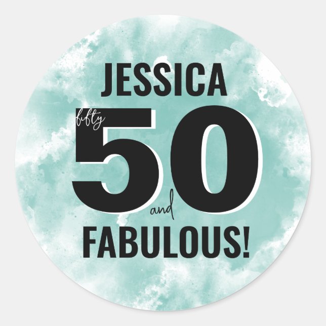 Pegatina Redonda Cincuenta Fantásticos 50 Cumpleaños (Anverso)