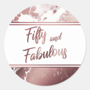 Pegatina Redonda Cincuenta y Fabuloso Patrón de Mármol en Falso Oro