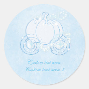 Pegatina Redonda Cinderella Princesa Carruaje Azul Elegante Pegatin