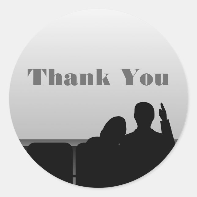 Pegatina Redonda Cine Gracias Pegatinas, Gris (Anverso)