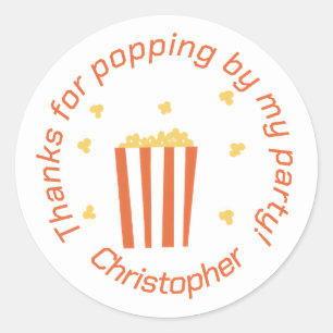 Pegatina Redonda Cine Night Popcorn Personalizado Gracias