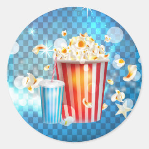 Pegatina Redonda Cine Películas Noche de Película Favorito de Cumpl