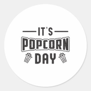 Pegatina Redonda Cine Popcorn Day Snack Película Pop Film Regalo