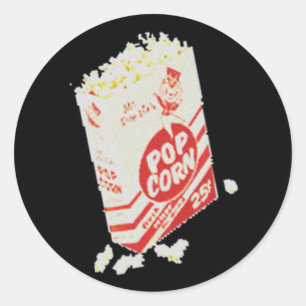 Pegatina Redonda Cine retro vintage Popcorn