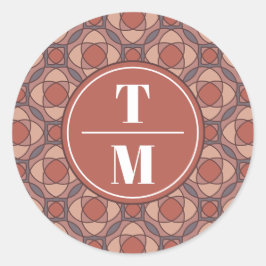 Pegatina Redonda Cinnamon and Marsala Art Deco Wedding Favor