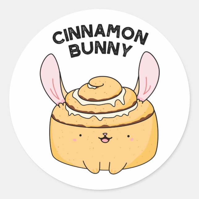 Pegatina Redonda Cinnamon Bunny Funny Cinnamon Bun Pun (Anverso)