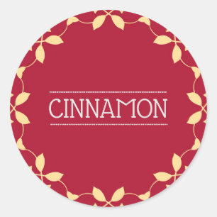 Pegatina Redonda Cinnamon Spice Jar Pegatinas Red