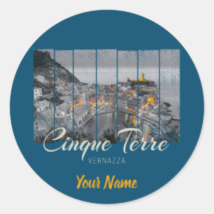 Pegatina Redonda Cinque Terre Vernazza