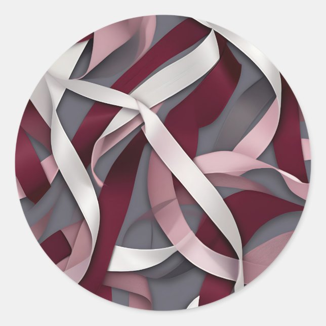 Pegatina Redonda Cinta abstracta de Borgoña (Anverso)