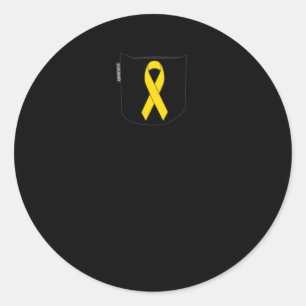 Pegatina Redonda Cinta amarilla para la concienciación sobre el cán