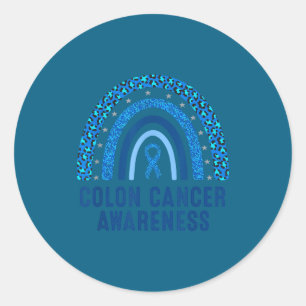 Pegatina Redonda Cinta azul de concienciación sobre el cáncer de co