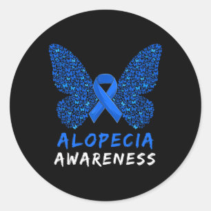 Pegatina Redonda Cinta azul del Mes de Concienciación sobre la Alop
